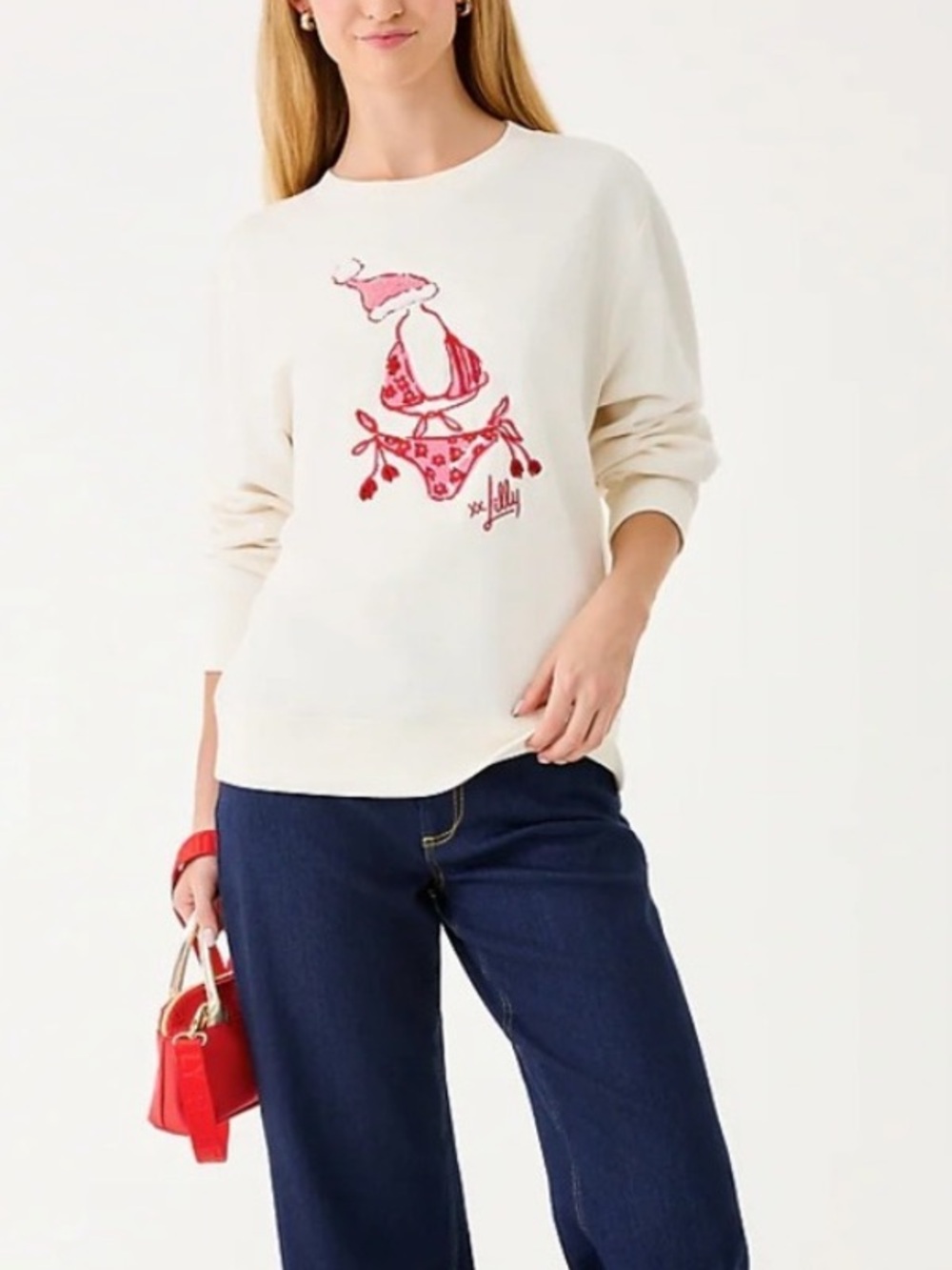 NWT Lilly Pulitzer Ballad Long Sleeve Sweatshirt Coconut Festive Frocks, large